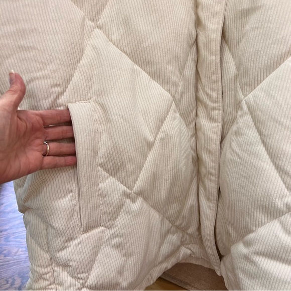 NWT Madewell Cream Corduroy Holland Quilted Puffer Parka Jacket sz 1X - Picture 9 of 17